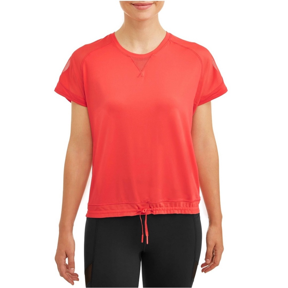 Athletic Works orange Mesh shoulder Bungee waistband short sleeve Tee (X…